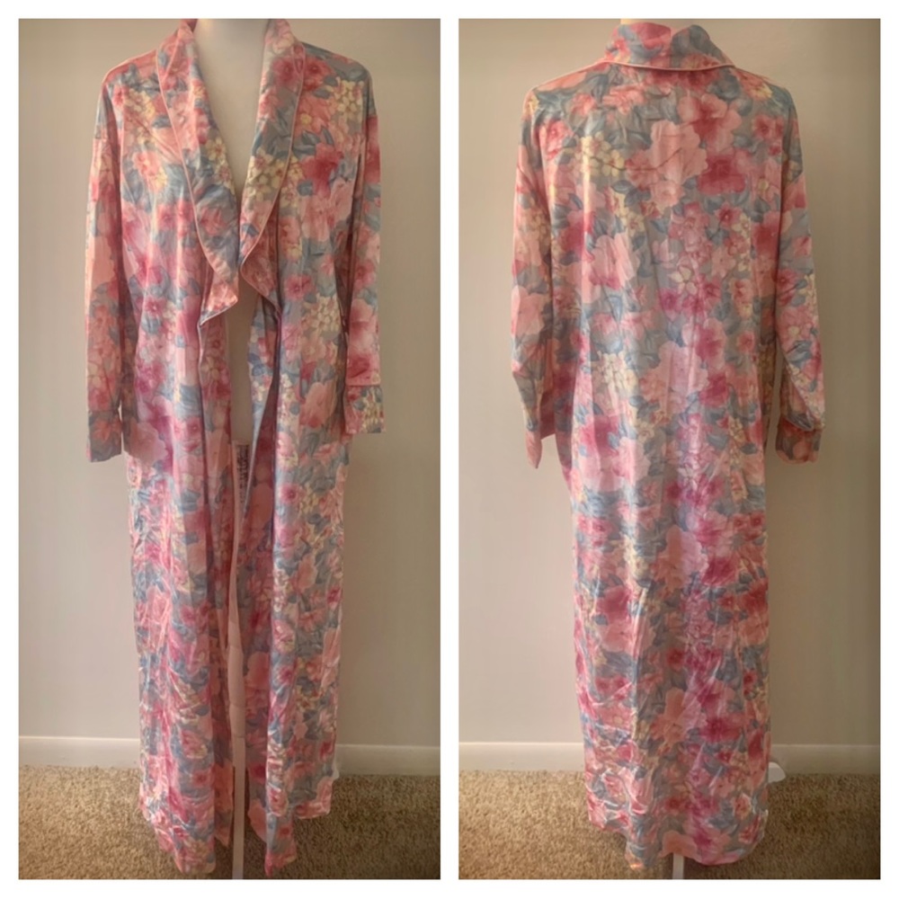 Miss Dior Vintage Union Tag Floral Velvet Robe Kimono Missing Belt